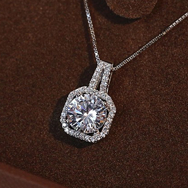 Charm Lovers 2ct Lab Diamond Pendant Real 925 Sterling Silver Party Wedding Pendants Chain Necklace For Women men Fine Jewelry