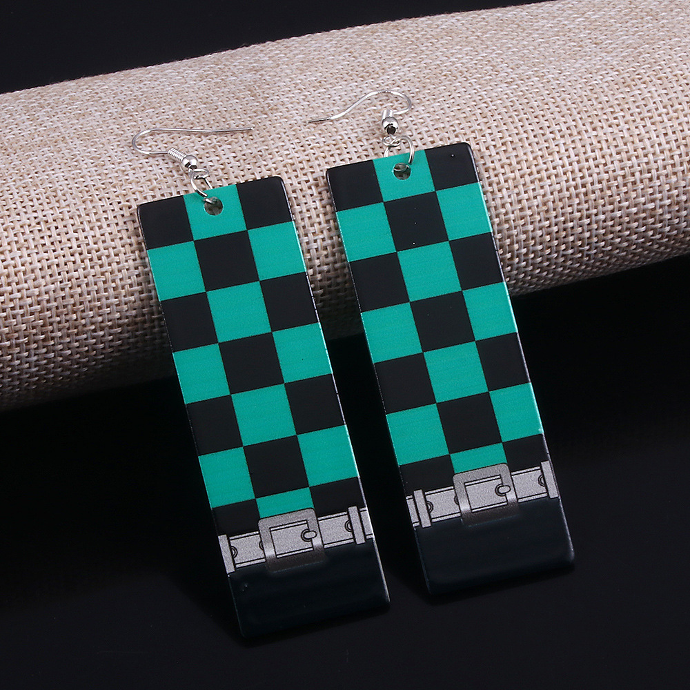 Hoop Huggie Anime Earrings for Demon Slayer Tanjiro Nezuko Cosplay Props Jewelry Accessores Double sided Acrylic Charm Unisex Fans Gift 230912