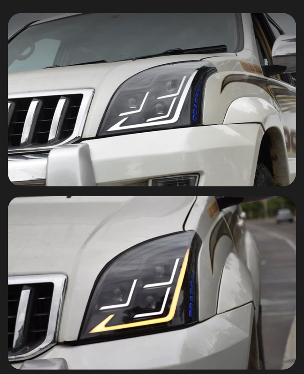 Car Styling Head Lamp for Toyota Prado Full LED Headlight Projector 3 Lens 2004-2009 Front Drl Signal Headlights