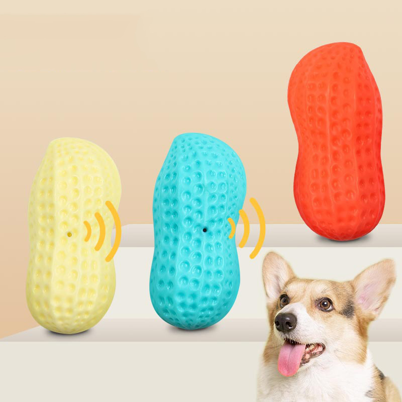 Funny Pets Toys Squeaky Peanut Shape Teeth Cleaning Squeak Dog Chew Toys For Puppy Pet Supplies