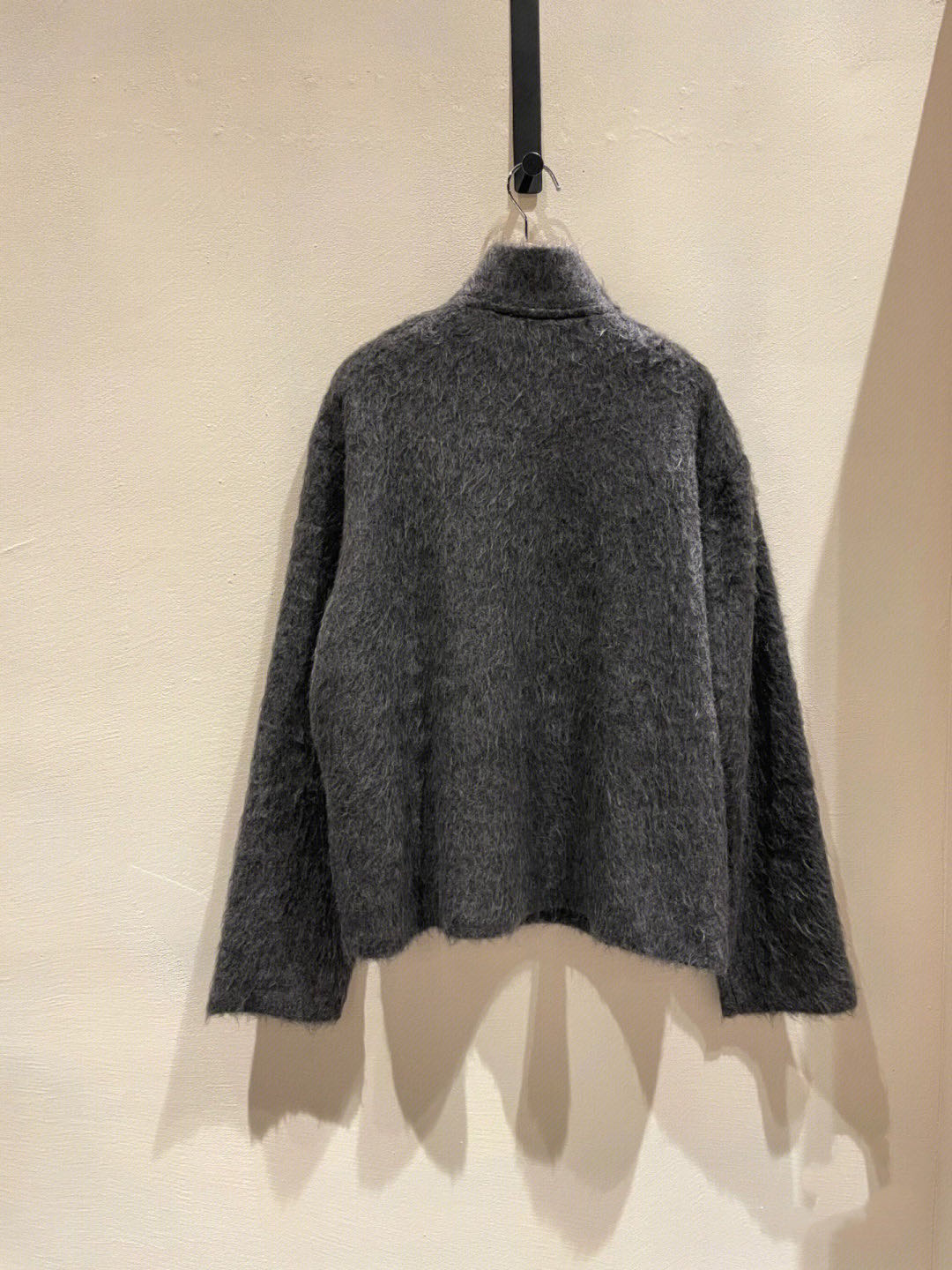Our legacy 23SS Mohair Wool Zippered Cardigan Jacket Stand Collar Jacket for Men Jacket Black Loose and Waterproof Jacket