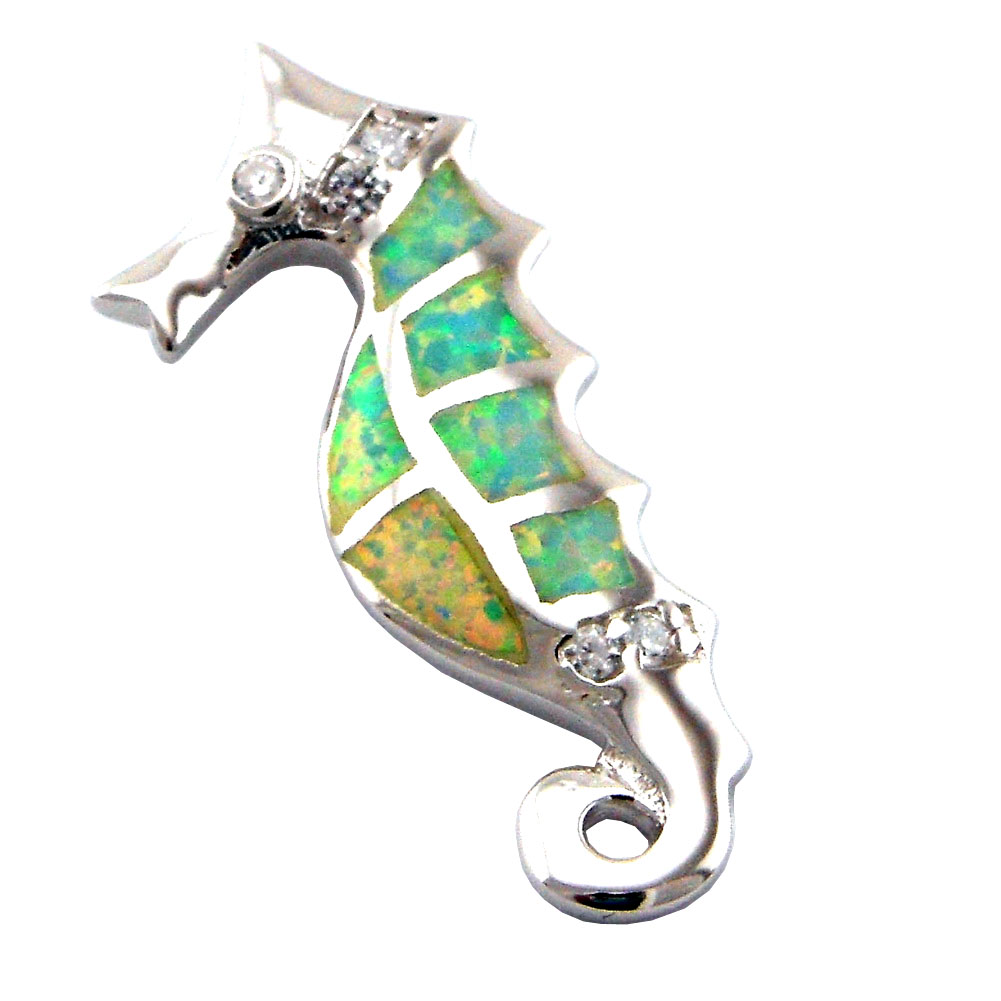 Women jewelry Necklace Sea Animal Jewelry Fashion sea Horse Opal Pendant Mexican White Opal Necklace 925 Stamped
