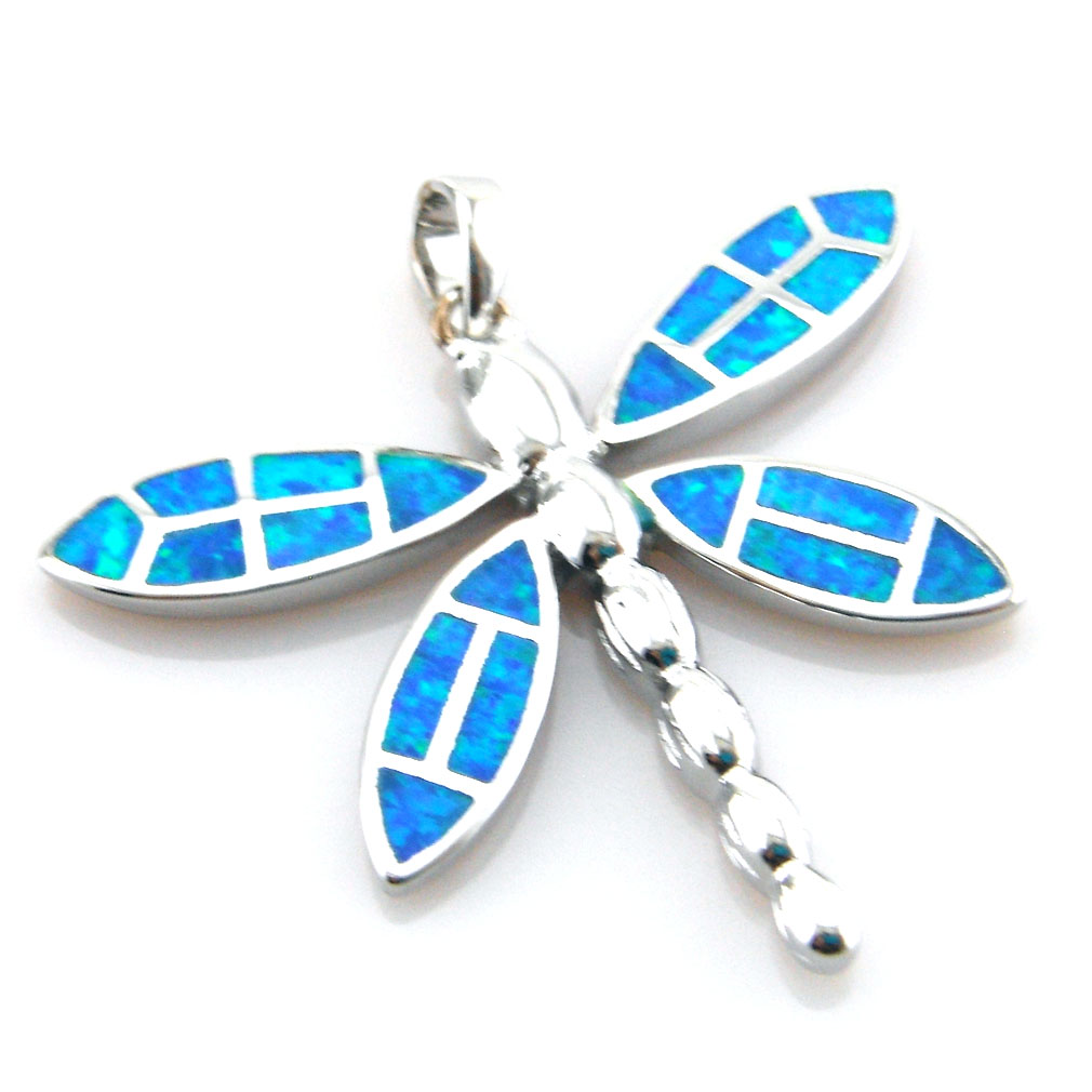 Women jewelry Necklace Dragonfly Jewelry Fashion Fire Opal Pendant Mexican Opal Necklace 925 Stamped