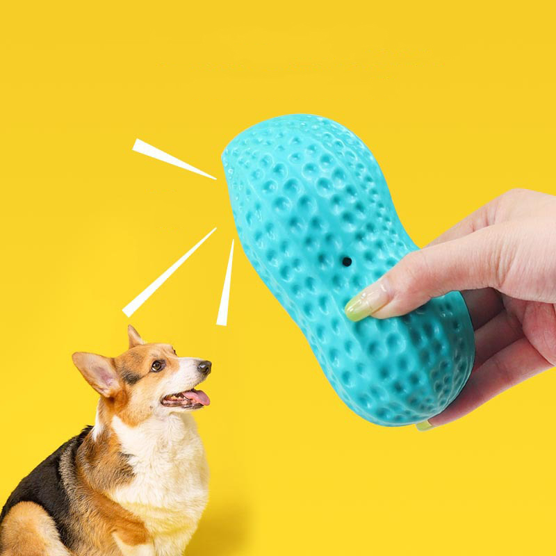 Funny Pets Toys Squeaky Peanut Shape Teeth Cleaning Squeak Dog Chew Toys For Puppy Pet Supplies