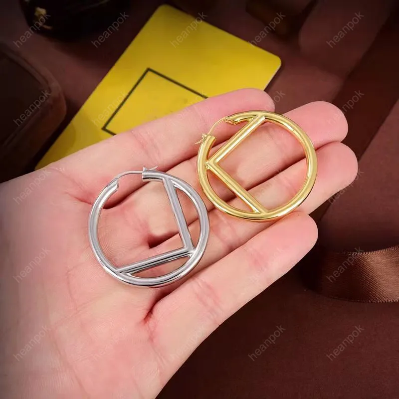 Designer Gold Silver Earrings For Women Hoop Earrings Jewelry Luxurys Fashion Big Circle Earring Letters F Stud Hoops Wholesale G239126BF