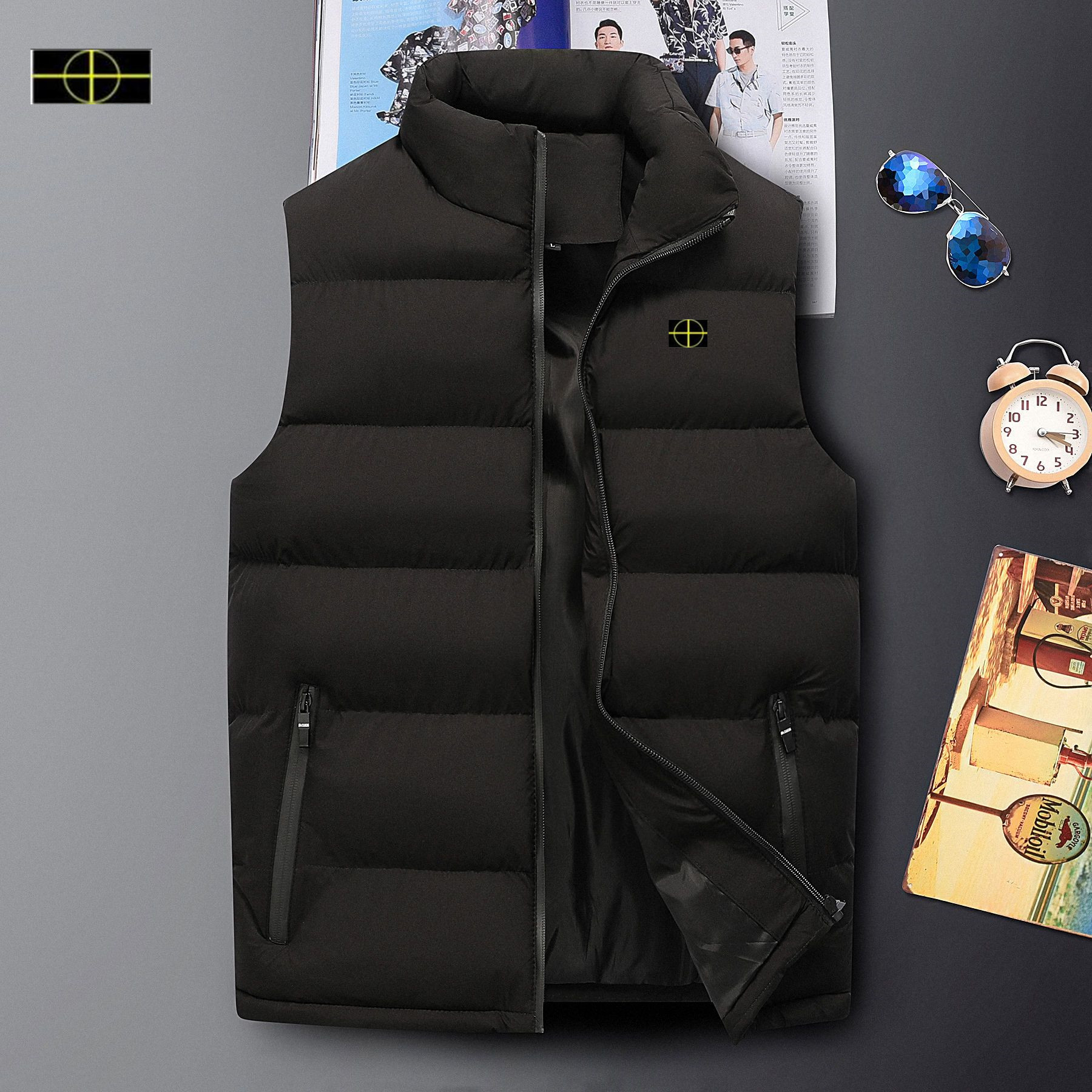 2026Large Stones Autumn and Winter New Men's Vest Islands Warm and Thickened Men's Large Casual Cotton Vest Top Coat -12-14