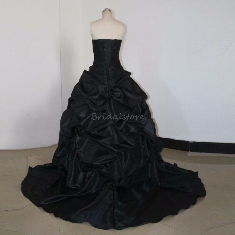 Vintage Black Wedding Dress Gothic Ball Gown Sweetheart Pleat Country Medieval Renaissance Bridal Dress 2023 Vestido De Novia Robe De Mariee