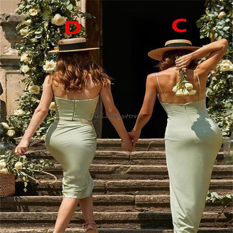 Mix Mismatched Sage Bridesmaid Dress 2023 Simple Boho Beach Wedding Guest Dress Sexy Silk Satin Maid Of Honor Party Evening Wear Elegant Women Formal 