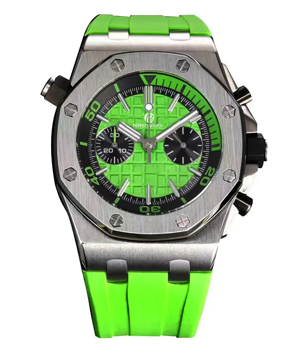 Men's watch automatic mechanical movement by fashion designer stainless steel sapphire glass rubber strap for all occasions