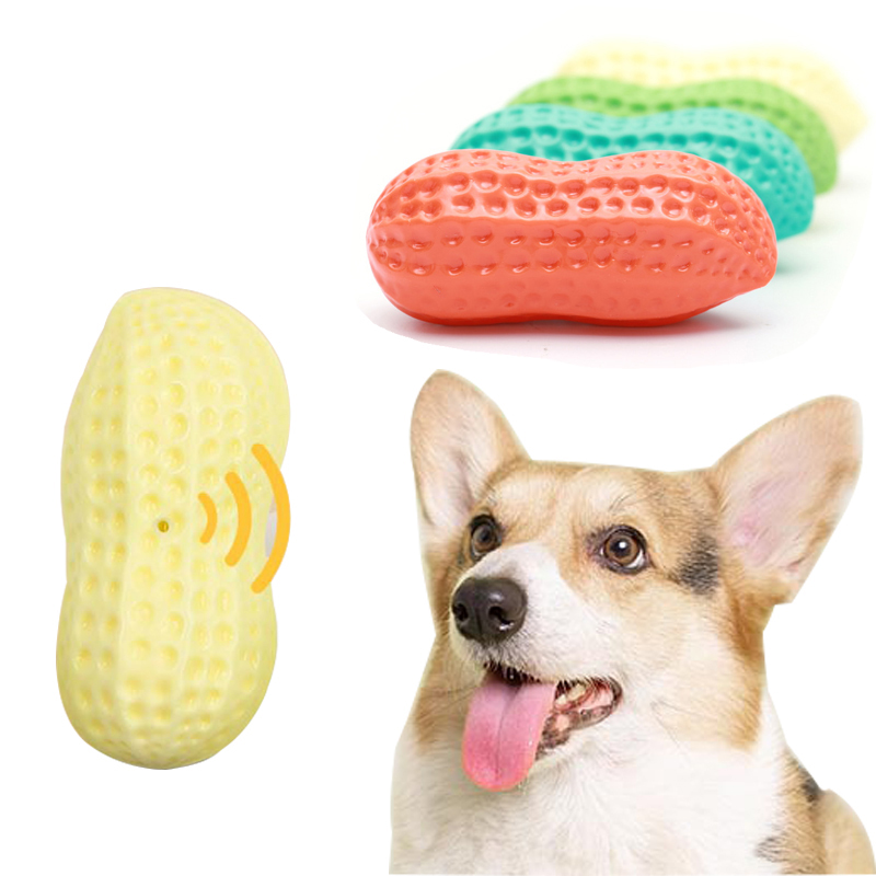 Funny Pets Toys Squeaky Peanut Shape Teeth Cleaning Squeak Dog Chew Toys For Puppy Pet Supplies