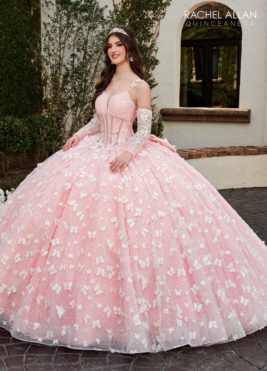 Charming Butterfly Quinceanera Dresses Detachable Long Sleeves Sweet 15 Prom Gown Glitter Ball Gown Vestidos De 16 Anos