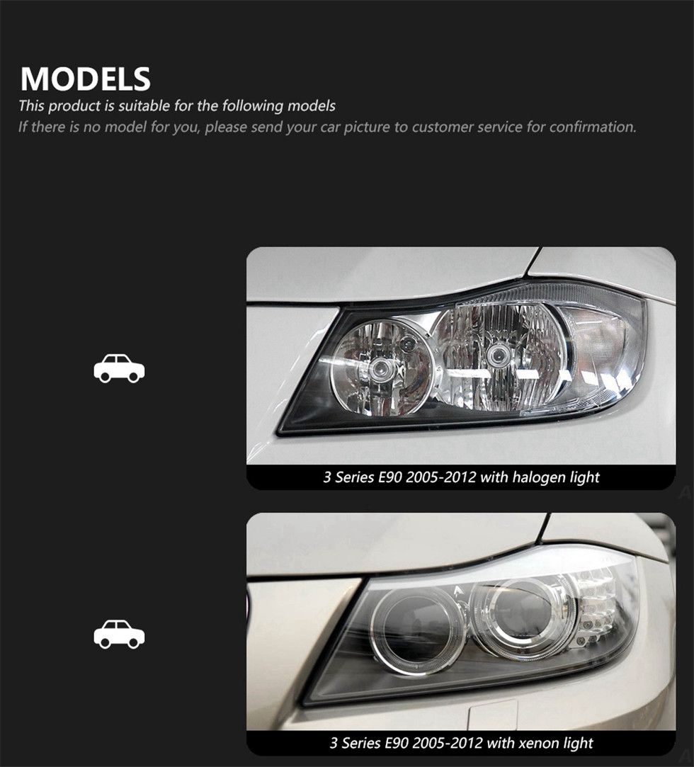 LED Headlight For BMW E90 Headlights 2005-2012 320i 318i 323i 3 Series Hid Bi Xenon Beam Running Lights