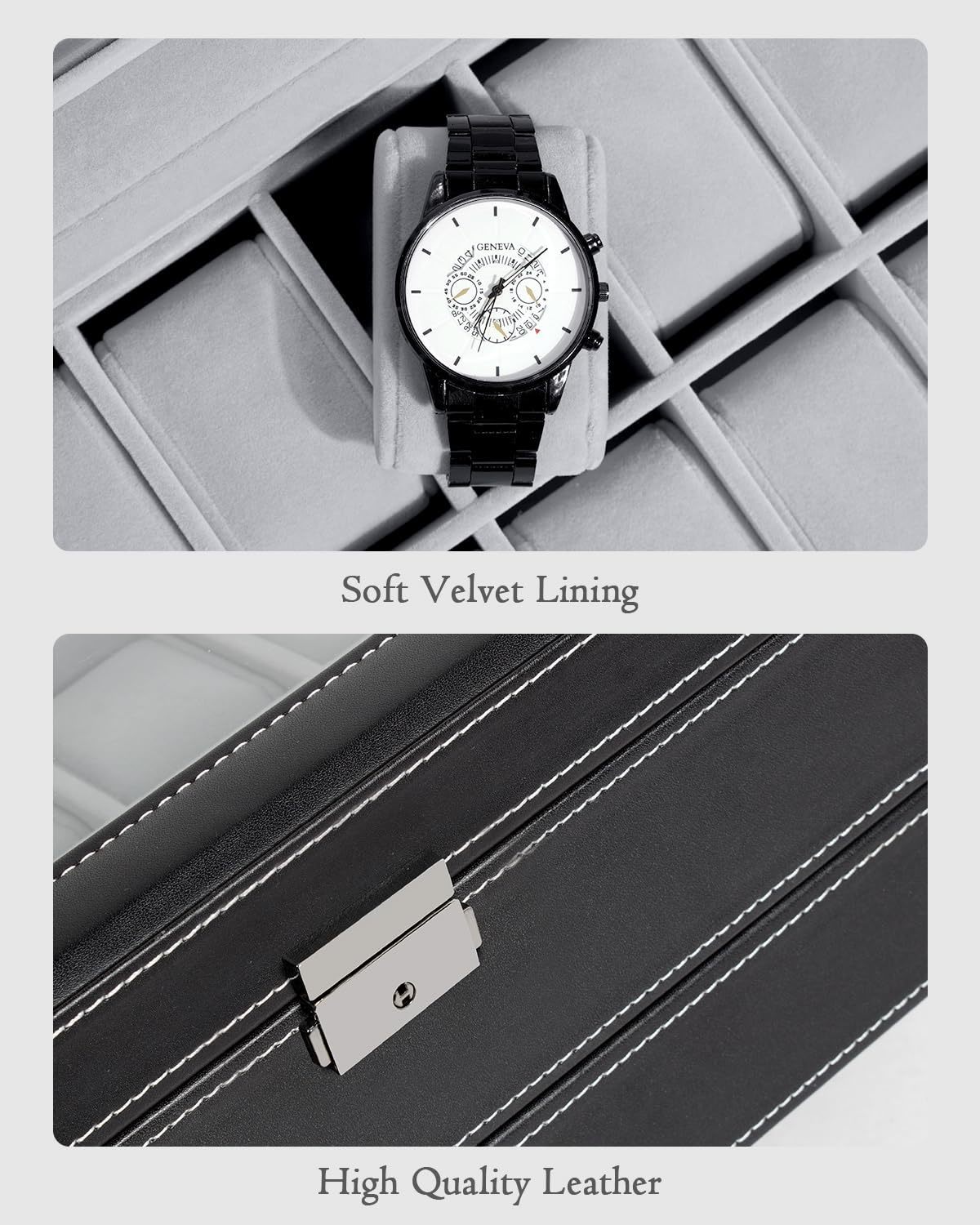 Watch Boxes Cases 12 Slot PU Leather Lockable Storage Men Women's Jewelry Display Drawer Case 2tier Organizer Showcase 230911