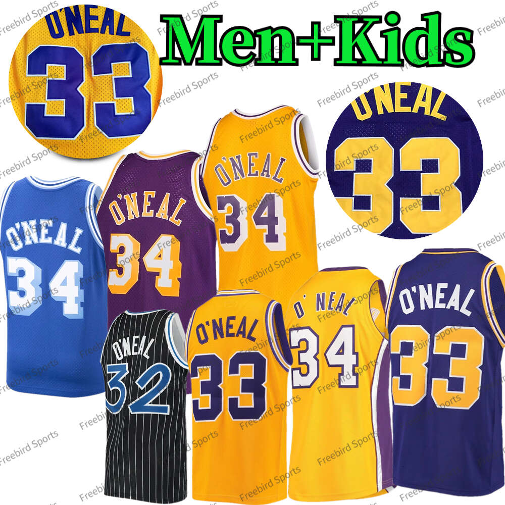 34 Shaquille ONeal 33 LSU Tigers College Basketball Jersey Mens Kids 32 Shaq Retro Vintage Yellow Purple Black Stitched Youth Boys Throwback Jerseys