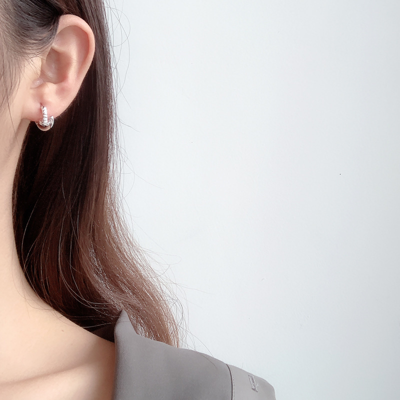 Hoop Huggie 2pcs Real 925 Sterling Silver Nail Shape Small Earrings Cute Hoops Hypoallergenic Jewelry for Women 230912