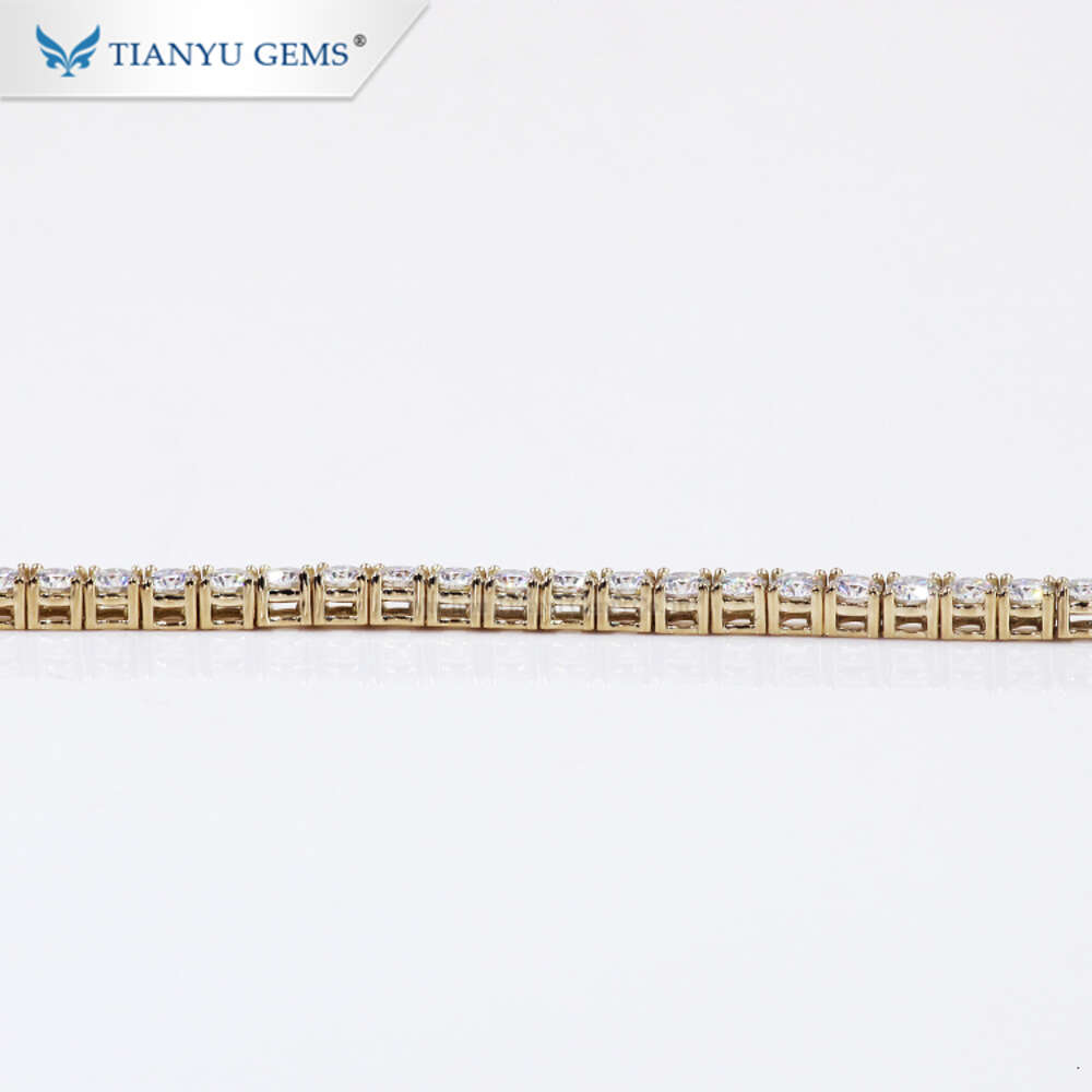 Tianyu Gems Customized Moissanite Dia 3.5mm Chain 14k/ Yellow Gold Tennis Bracelet