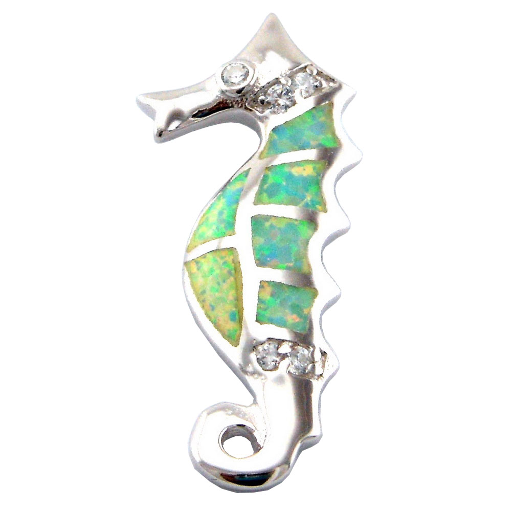 Women jewelry Necklace Sea Animal Jewelry Fashion sea Horse Opal Pendant Mexican White Opal Necklace 925 Stamped