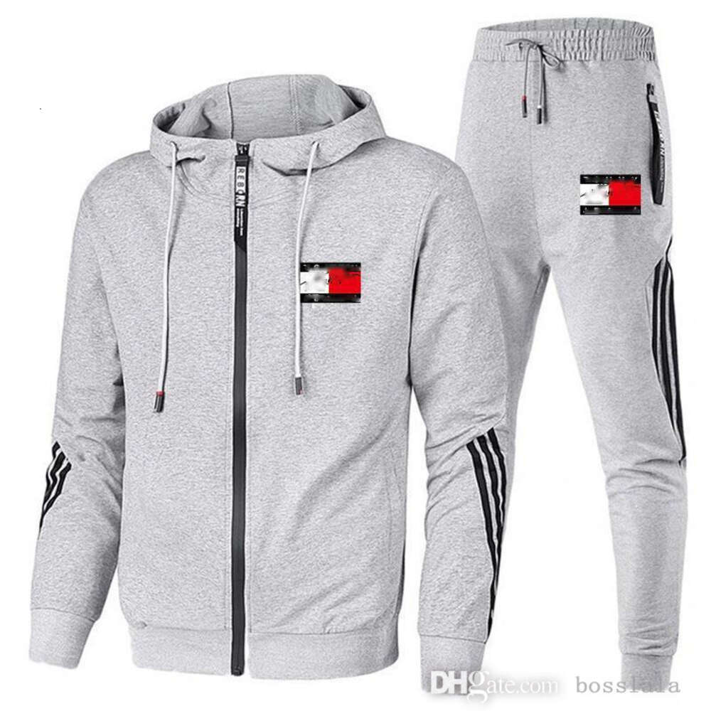 Tracksuits For Men 2023 Fall Winter Factory Run New Product Three Bar Mens Fashion Sports Set Hooded Zipper Casual Suit