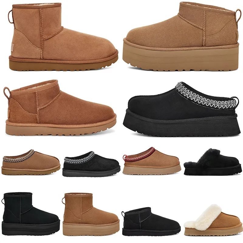 Tasman Slippers DISQUETE Fashion shoes Boots Chestnut Black Tan Charcoal Fur Slides Classic Ultra Mini Platform Boot Slip-on Suede Winter 35-44 F