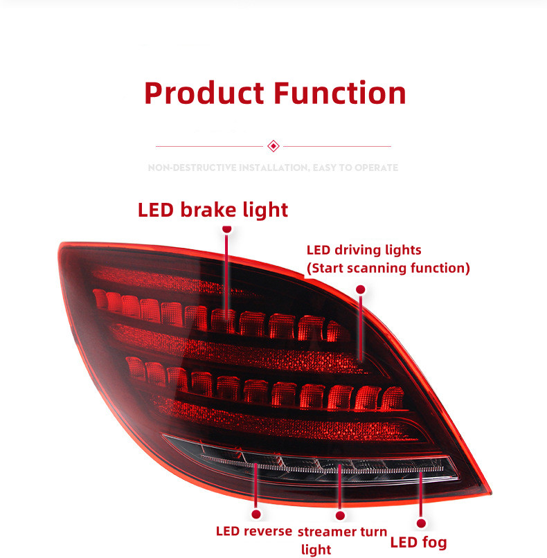 Car LED Taillight For Benz R-Class W251 2009-20 17 Reversing Highlight LED Turn Lights Brake Rear Taillights