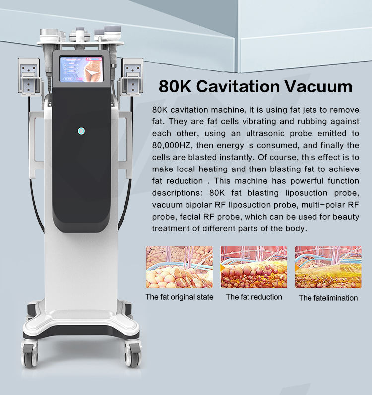 New Sale 6 In 1 With Laser Pads Cavitation Rf Body Slimming Machine 80K Ultrasonic Cavitation Weight Loss Cellulite Removal Beauty Equipment