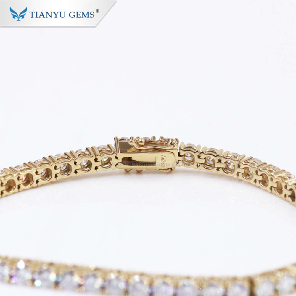 Tianyu Gems Customized Moissanite Dia 3.5mm Chain 14k/ Yellow Gold Tennis Bracelet