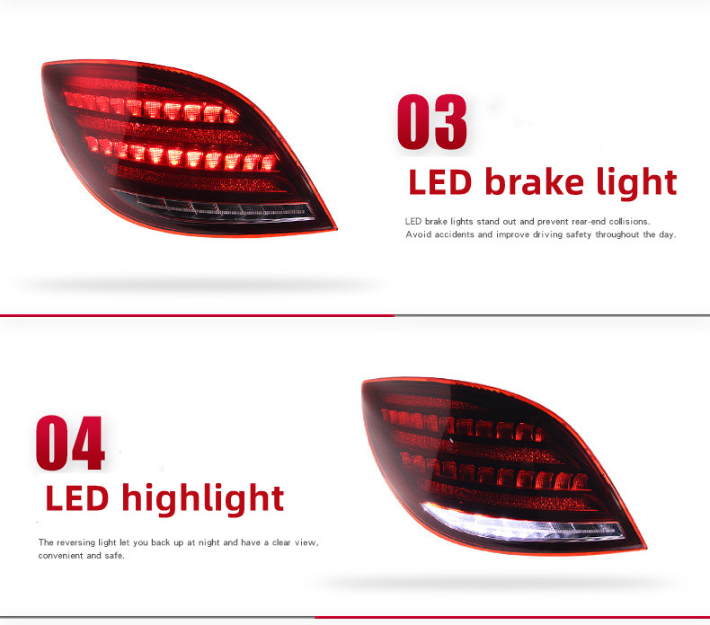 Car LED Taillight For Benz R-Class W251 2009-20 17 Reversing Highlight LED Turn Lights Brake Rear Taillights