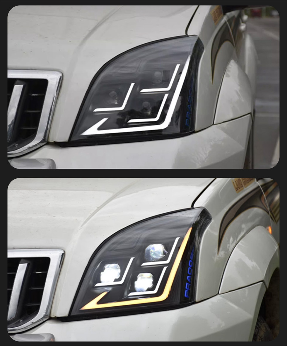 Car Styling Head Lamp for Toyota Prado Full LED Headlight Projector 3 Lens 2004-2009 Front Drl Signal Headlights