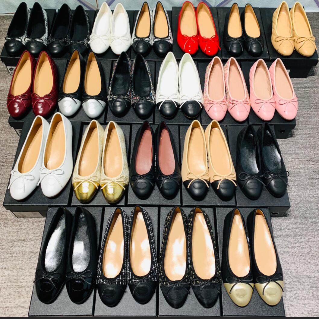 Designer shoes Paris Brand channle designer 2C Black Ballet Flats Shoes Women Spring Quilted Genuine Leather Slip on Ballerina Luxury Round Toe L