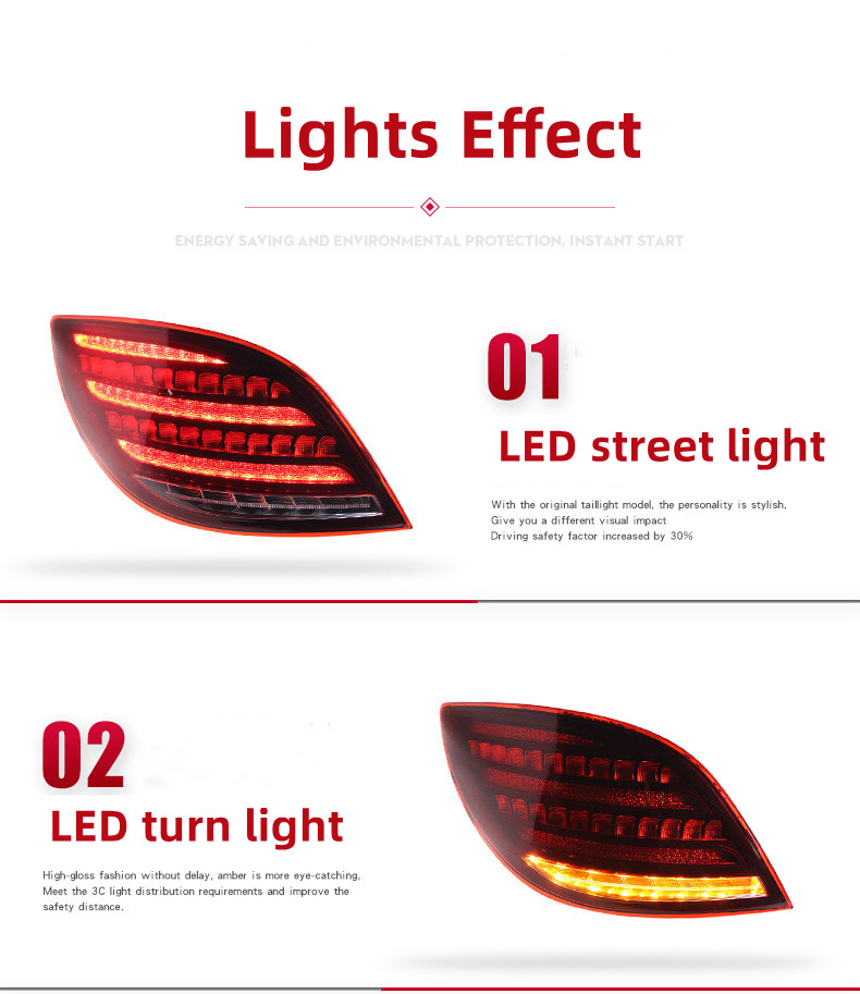 Car LED Taillight For Benz R-Class W251 2009-20 17 Reversing Highlight LED Turn Lights Brake Rear Taillights