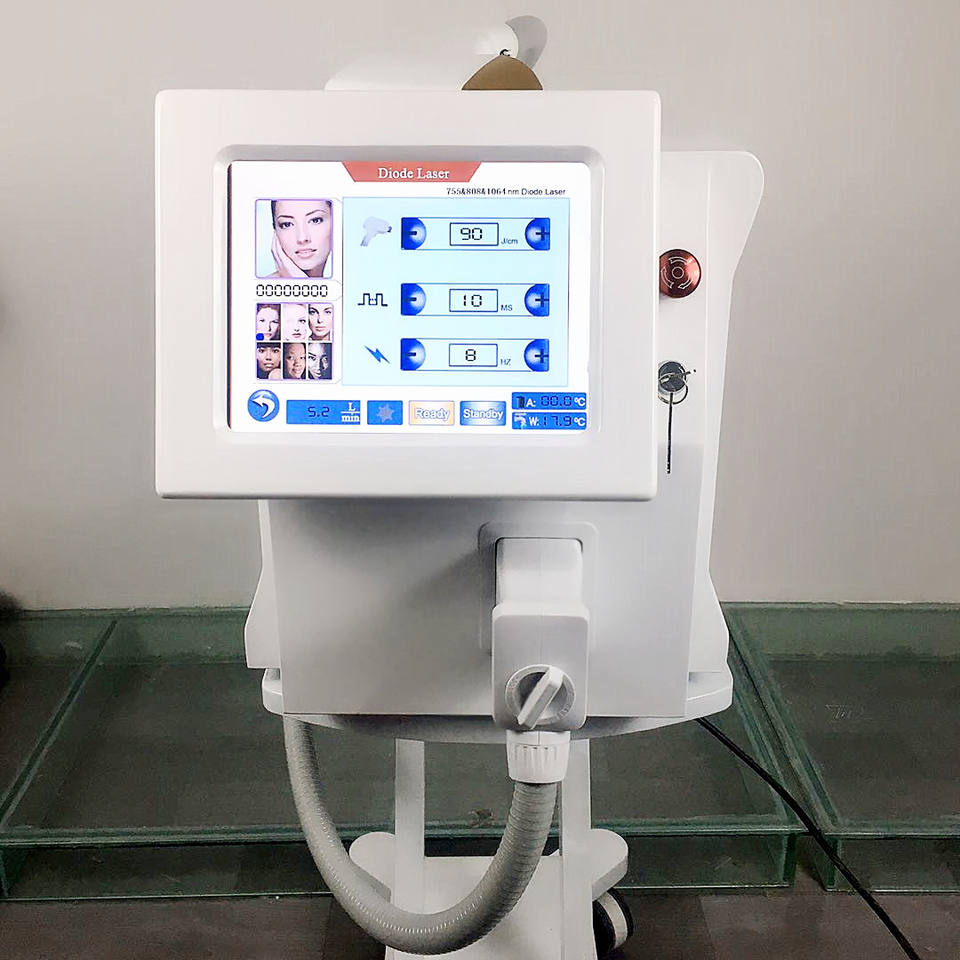 Latest Technology 2000w 3 Wavelength 755nm 808nm 1064nm Diode 808 Hair Removal Machine 10.4 Inch Touch Screen Diode Laser Hair-removal Device