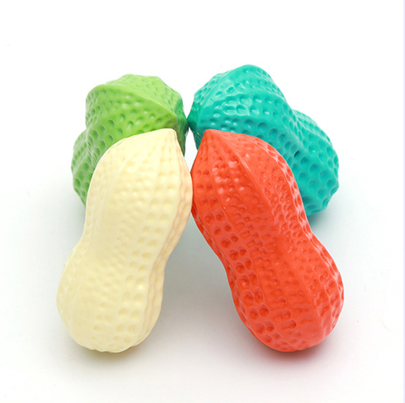 Funny Pets Toys Squeaky Peanut Shape Teeth Cleaning Squeak Dog Chew Toys For Puppy Pet Supplies