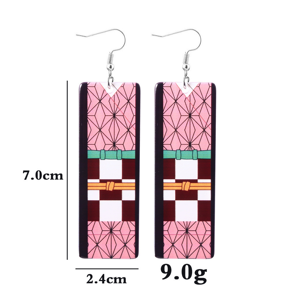 Hoop Huggie Anime Earrings for Demon Slayer Tanjiro Nezuko Cosplay Props Jewelry Accessores Double sided Acrylic Charm Unisex Fans Gift 230912