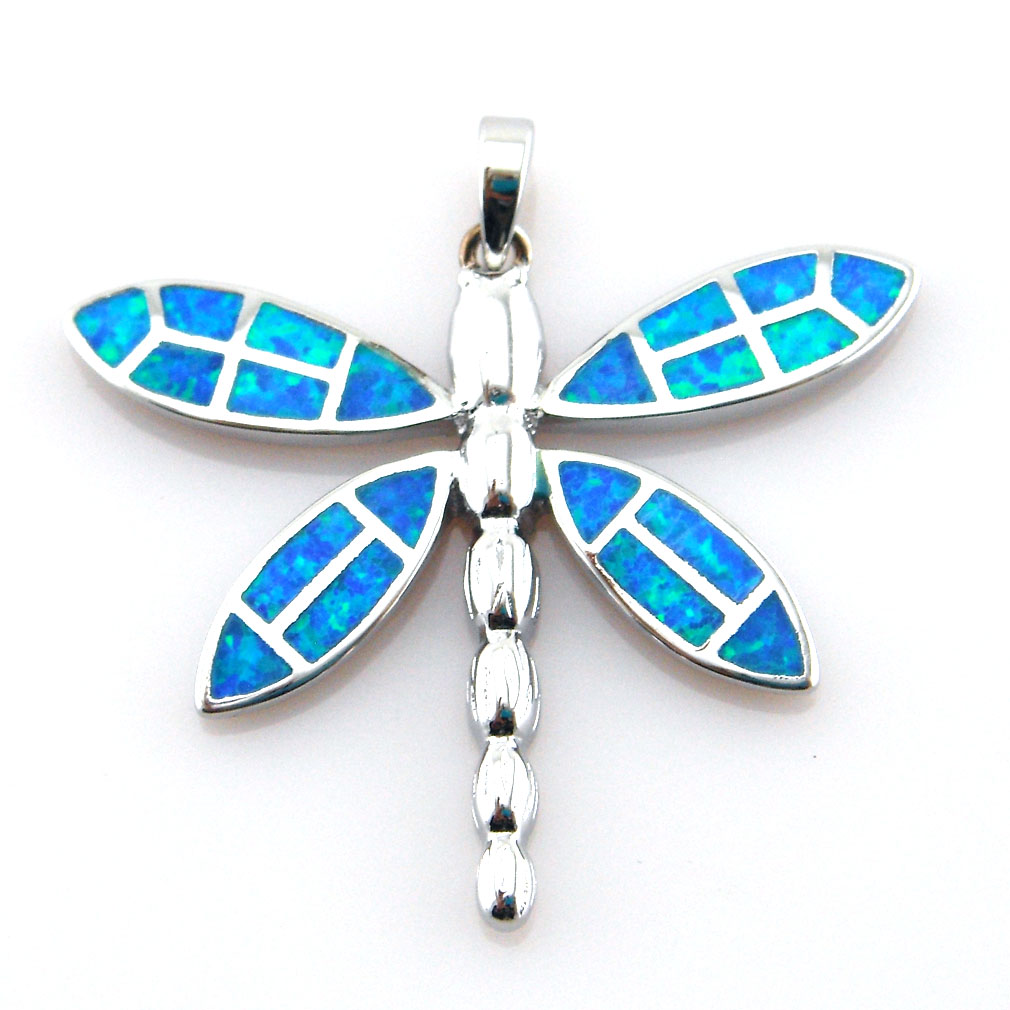 Women jewelry Necklace Dragonfly Jewelry Fashion Fire Opal Pendant Mexican Opal Necklace 925 Stamped