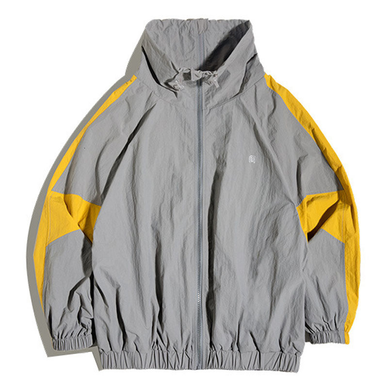 Men's Jackets American Vintage Windbreaker Jackets Men Patchwork Removable double Zpper Casual Jacket Spring Letter Short Bomber Jacket 231009