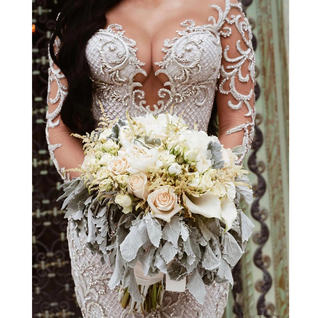 Sexy V-Neck Tulle Lace Appliques Beading Spaghetti Straps Floor-Length Bridal Gowns A-Line Wedding Dresses Chapel Train 01