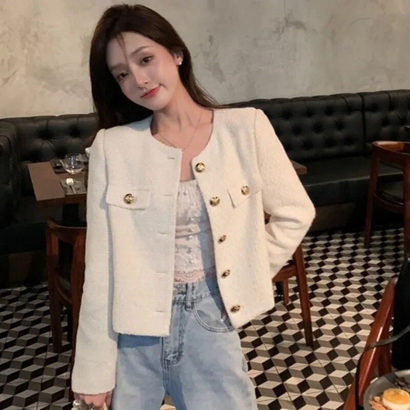 Women's Jackets Lucyever Fashion Small Fragrance Tweed Jacket Women Korean High Quality Streetwear Coats Autumn French Vintage Outwear 230912CJ