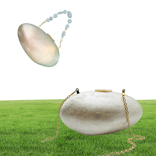 Brand Wallet Stylish Women Pearl Acrylic Evening Bag Designer Solid Shell Wedding Party Clutch Purse Dress Banquet Chain Handbag