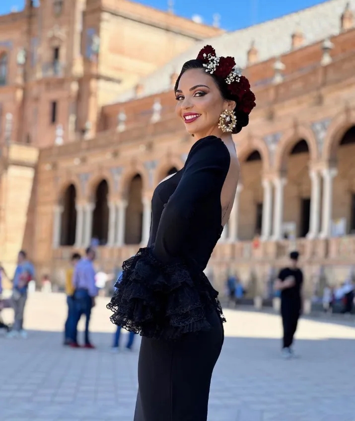 Spanish Flamenco Black Prom Costume Mermaid Long Sleeve Evening Dress For Dancer Night Ceremony Gothic Party Gowns