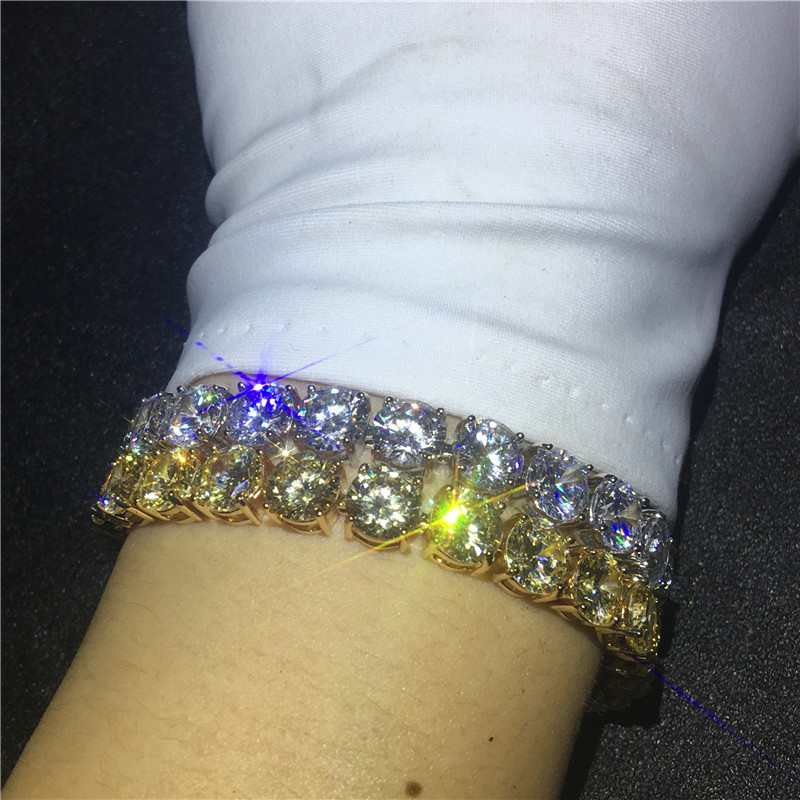 Vecalon Fashion Tennis Bracelet Round 8mm AAAAA Zircon Sona Cz White gold filled Engagement wedding Bracelets for women Jewelry