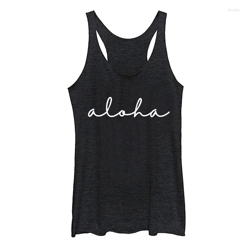 Women's Tanks Aloha Tank Top Hello Hawaiian Tops Women Letter Vacation Beach Womens Clothes Workout Gym Yoga