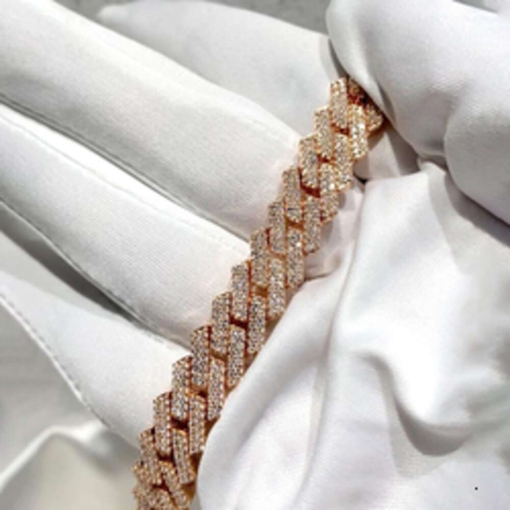 Hip Hop 18mm 4 Rows Bust Down Miami Diamond 925 Silver Vvs Moissanite Iced Out Cuban Link Chain