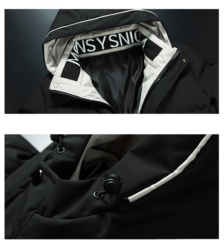 Men's Down Parkas Men Windproof Hat Parkas Streetwear Hip Hop Patchwork Print Jacket Winter Warm Outwear Hooded Thick Fleece Parka Male Short Coa