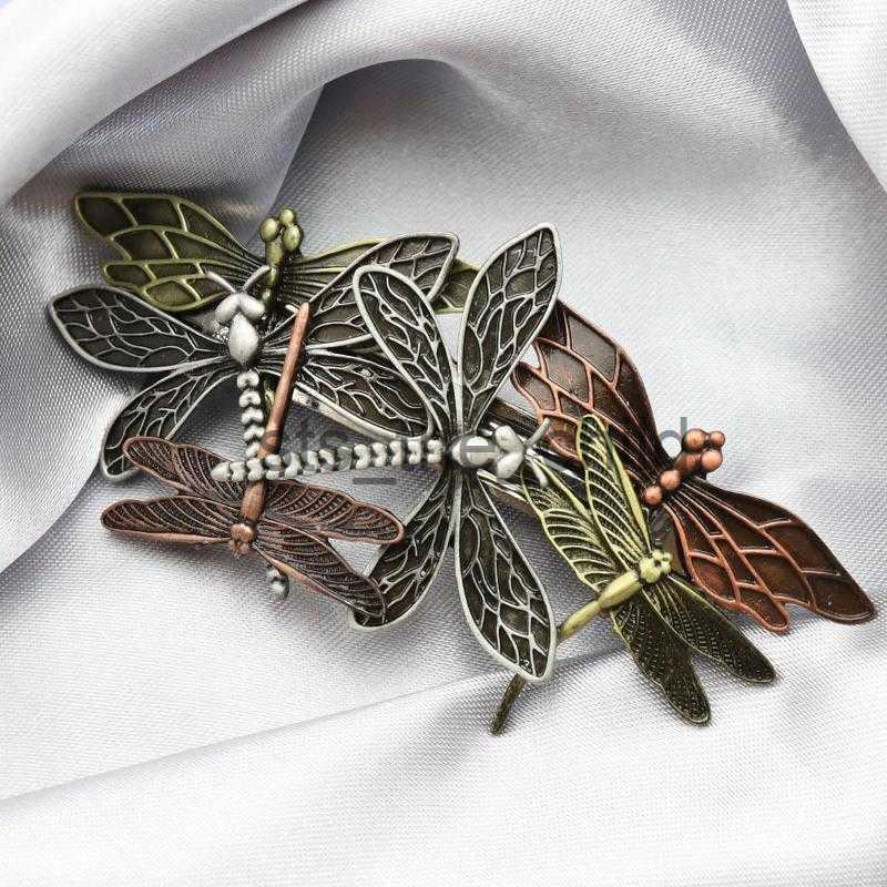 Hair Clips Barrettes Hair Clips RechicGu Dragonfly Barrette Animal Accessories Head Piece Clip Hairpin Woman Wedding Hairwear Retro Jewelry Gift x0913