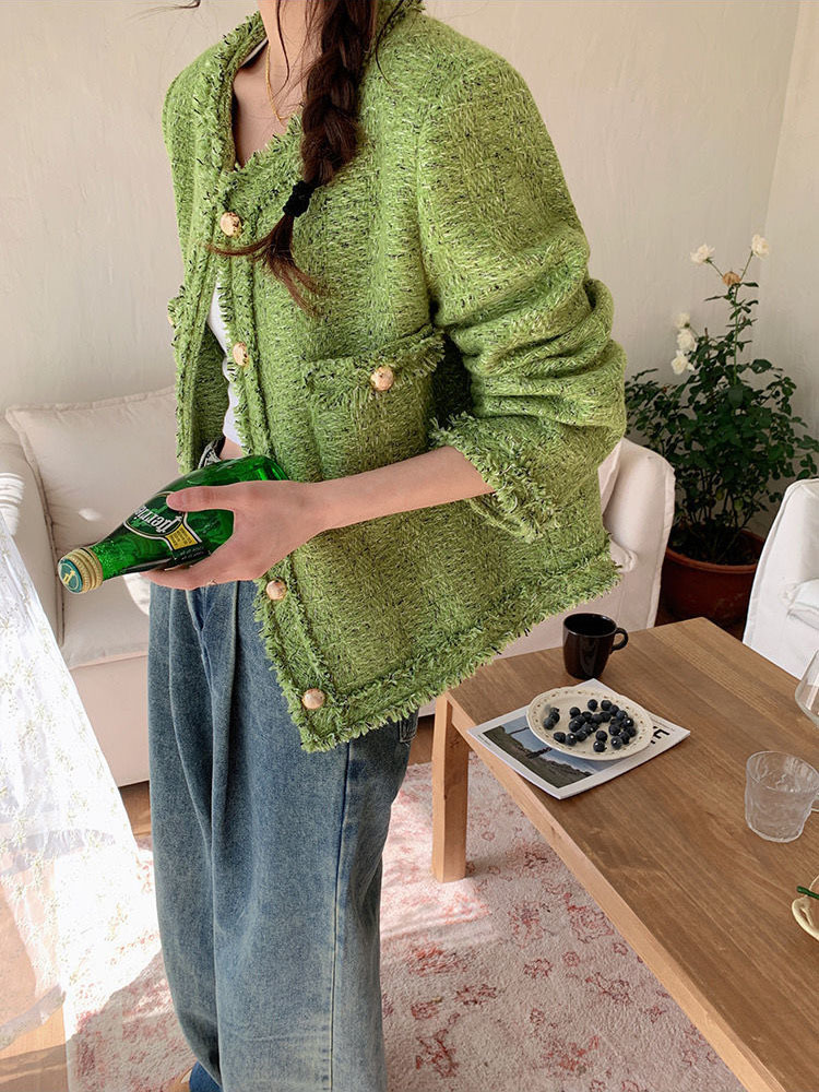Women's Jackets Vintage Slim Tweed Jacket Women Spring Fall Chaquetas Classic Women's Jaquetas Wool Blend Short Coat Outerwear Korean Ceketl