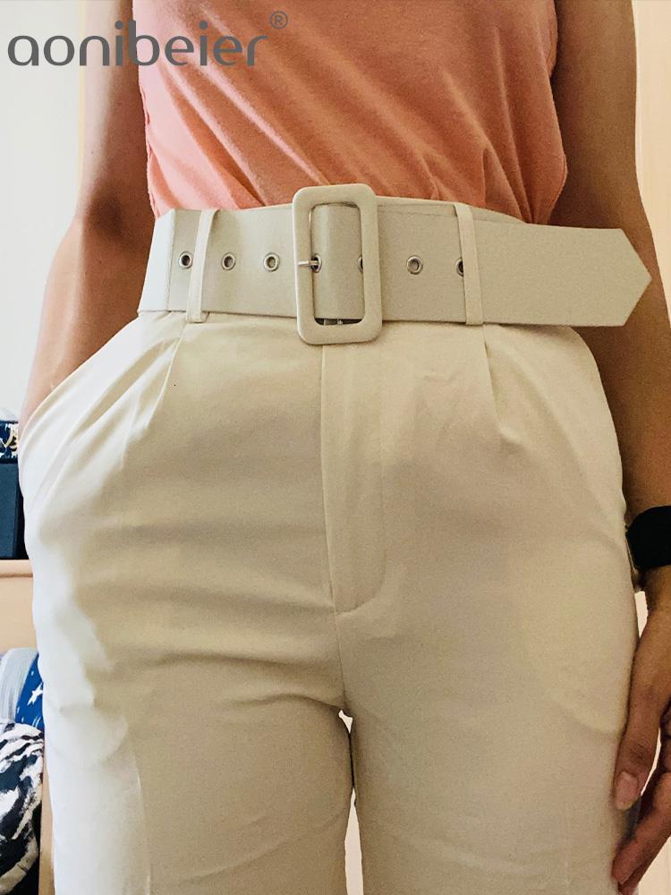 Women's Pants Capris Aonibeier Woman Career Diy Pant Suit Office Lady Traf Belt Casual Women Trousers Female Pant Sets 230912