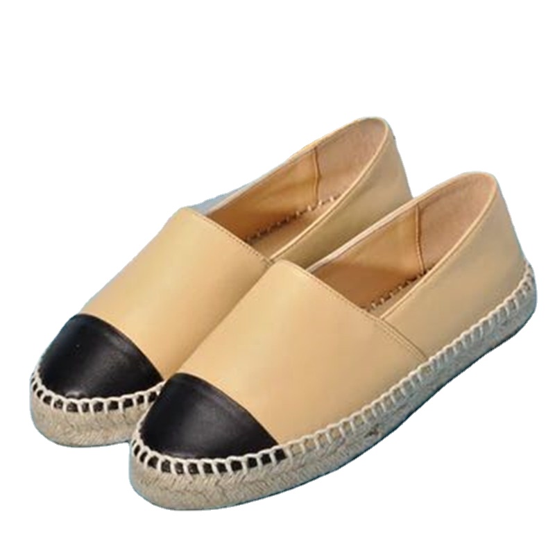 Classical Fashion Women Espadrilles Shoes Ladies Casual Flats Heel Real Genuine Leather Loafers Slip-On Platform Fisherman Comfortable Dress Shoe