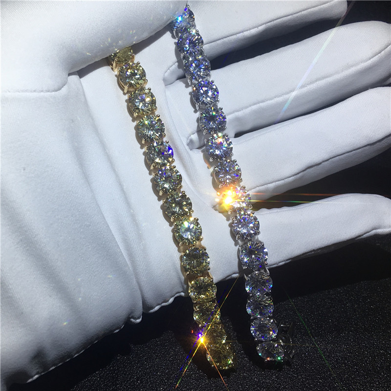 Vecalon Fashion Tennis Bracelet Round 8mm AAAAA Zircon Sona Cz White gold filled Engagement wedding Bracelets for women Jewelry