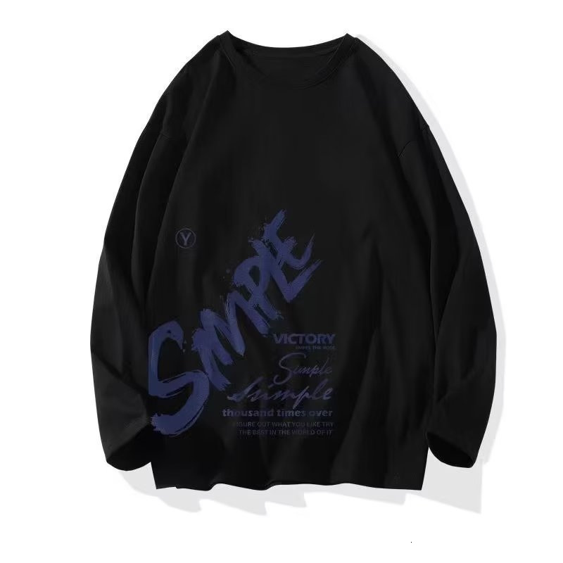 Men's T-Shirts Men's Long Sleeve Cotton Vintage T-shirt Autumn Casual Loose Y2K Streetwear O-neck Tops Hip Hop Fashion Letter Print Tee Shir