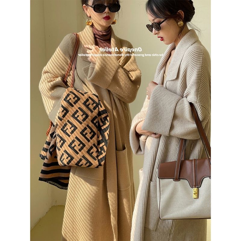 Women's Knits Tees Korean Fashion Lazy Loose Cardigan for Women Vintage Long Sweaters Knitwears Winter Coat Tops Knit Female Jersey Mujer Style 2